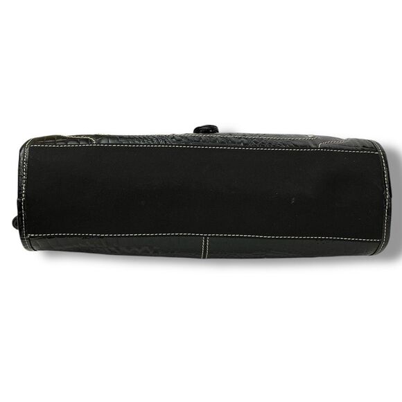 Franco Sarto FRANCO Black Crocodile Alligator Embossed Handbag Shoulder Bag - Picture 2 of 10